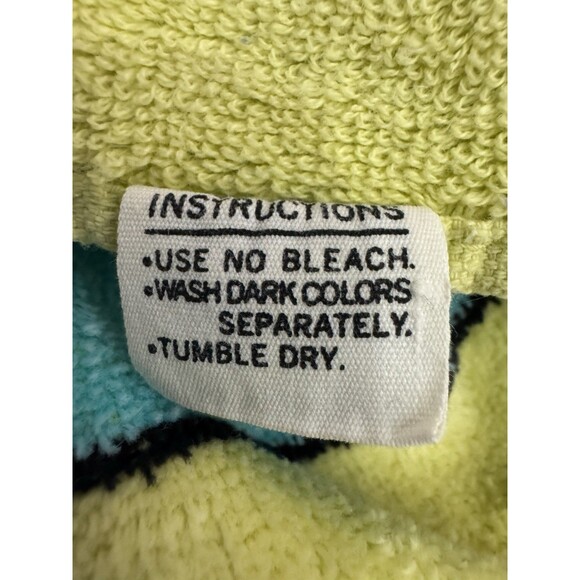 VTG Peqout Striped Towel 60s 70s USA Green Purple Blue Retro Fringe Mod Hippie - Picture 4 of 7